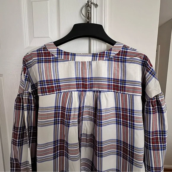 Every Moment Women's L Plaid Popover Blouse Tunic Relaxed Fit Boho Shirt Top - Picture 10 of 12
